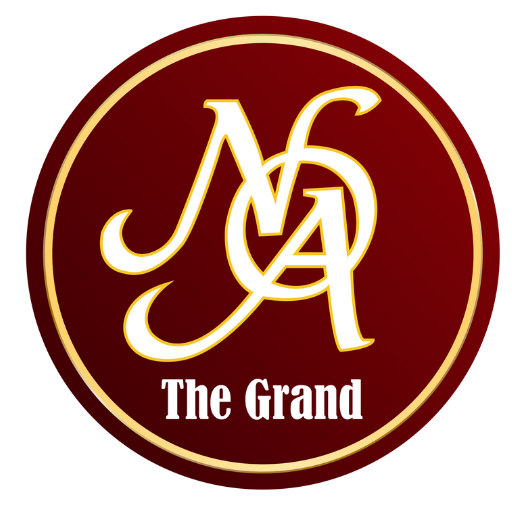 Logo of The Grand Nails of America, featuring an elegant typographic design with a stylized nail and floral element, symbolizing luxury nail care in Houston, Texas.